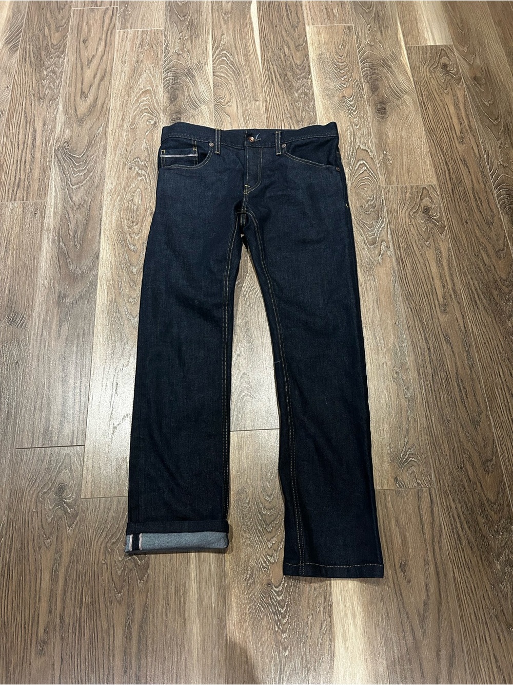 Men's Dark Blue Selvedge Straight Jeans